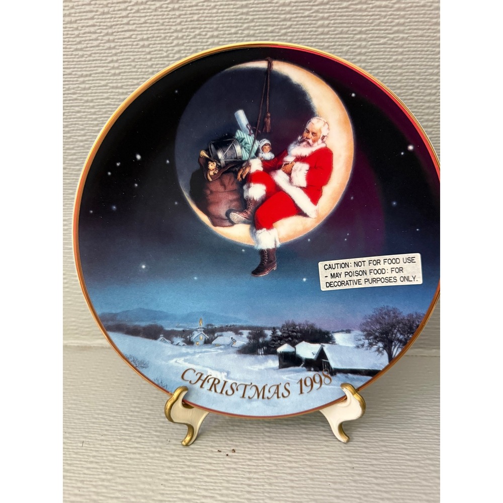 Avon Christmas 1998 Collector Plate Greetings From Santa Ernie Norcia‎ 22K Gold